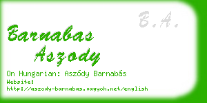 barnabas aszody business card