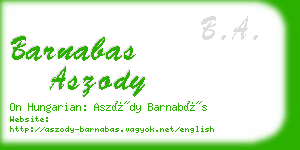 barnabas aszody business card